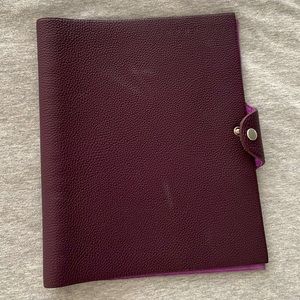 Hermès Leather Notebook Cover in Aubergine (Eggplant)